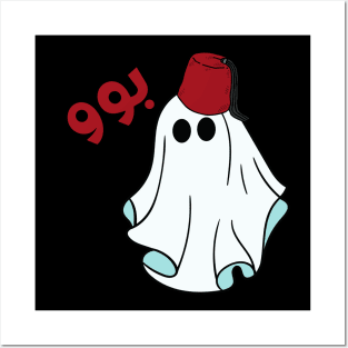 Halloween Ghost with Arabic Hat Posters and Art